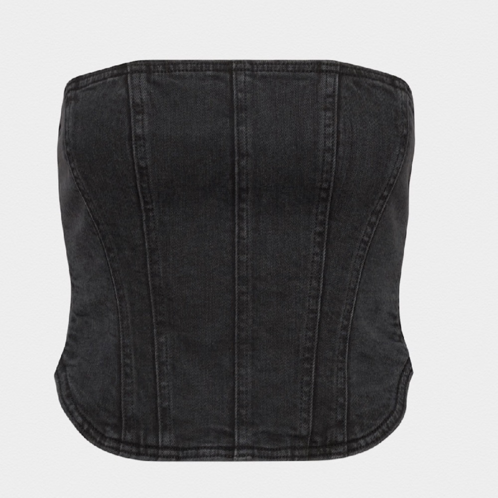 Black Denim Corset Top